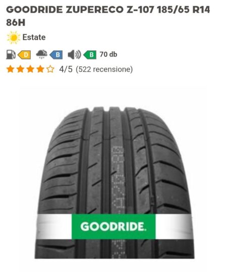 Gomme 185/65 R14 Z107 86H GOODRIDE