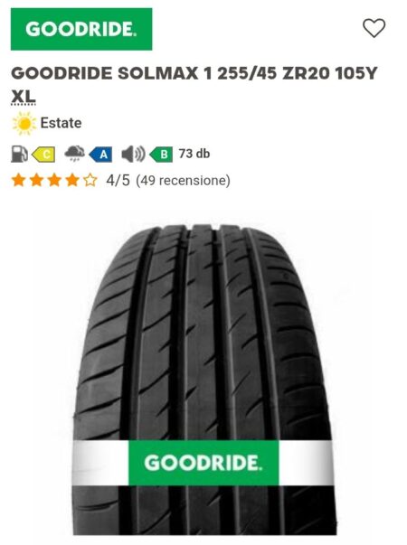 Gomme 255/45 R20 SOLMAX1 105Y GOODRIDE